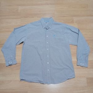 Cinch Mens Size Large Multi Color Plaid Button Front Shirt Long Sleeve Cotton.